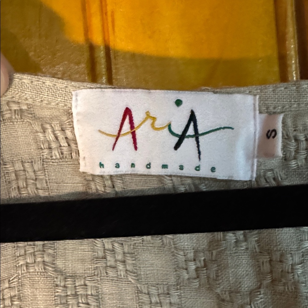 Aria Handmade Cream Textured Midi Dress 100% Italian Linen - Picture 2 of 9